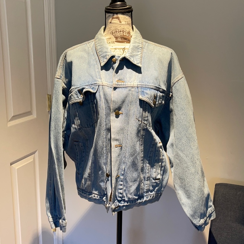 More&More—Western Denim Shirt/Jacket with -Cowboy Boots Image—Size L